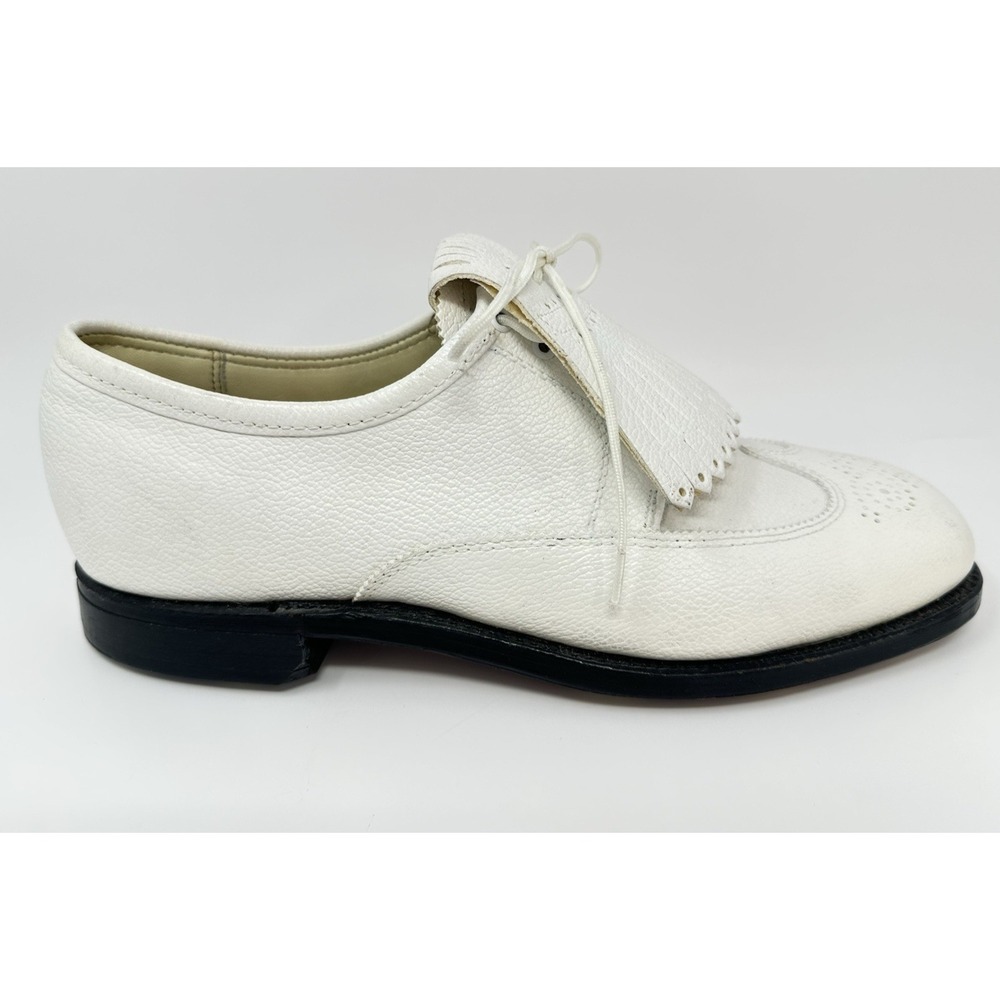 Vintage Etonic Leather Golf Shoes/Rubber Cleats Kiltie Sz 9 C White New